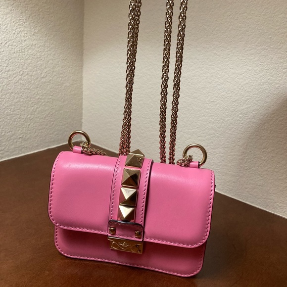 Valentino Garavani Handbags - SOLD - Valentino Garavani mini glam lock rockstud shoulder bag in pink